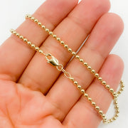 14K Solid Yellow Gold Ball Necklace